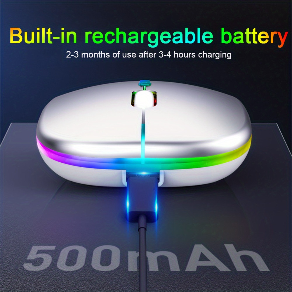 for laptop pc, rechargeable wireless mouse computer mouse ergonomic usb mouse silent mouse with backlight rgb mice for laptop pc details 1